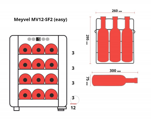 Винный шкаф Meyvel MV12-BSF1 (easy) фото 3