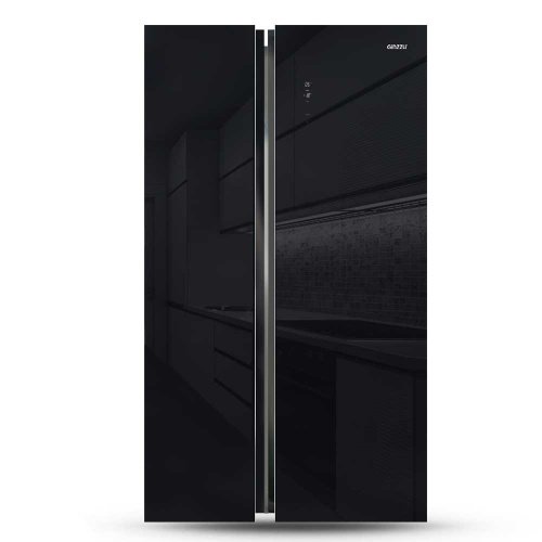 Холодильник Ginzzu NFK-520 черное стекло фото 2