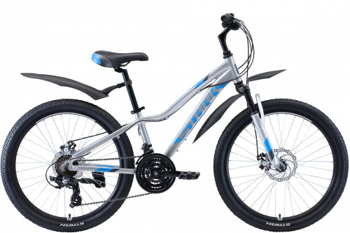 Велосипед Stark 2021 Rocket 24.2 D серебристый/голубой/серый