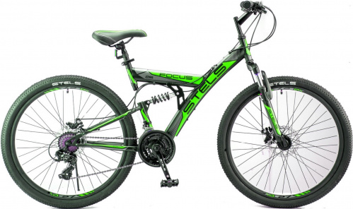 Велосипед Stels Focus MD 26 21-SP V010 чёрный/зелёный (LU088523/LU073824) фото 2