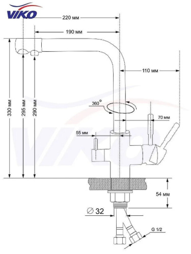 Смеситель для кухни Viko V-5054 фото 7
