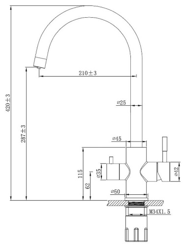 Смеситель для кухни Esko K22 фото 3