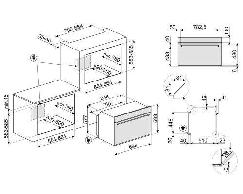 Встраиваемый электрический духовой шкаф Smeg SFP9305WSPX фото 3