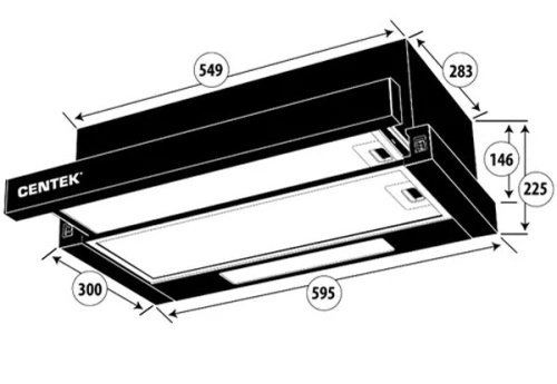 Встраиваемая вытяжка Centek CT-1840-60 черный фото 4