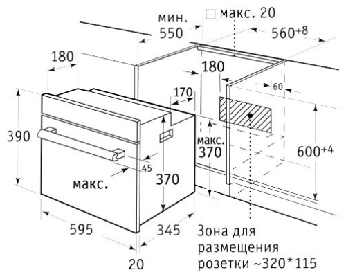 Встраиваемая микроволновая печь Weissgauff HMT-553 фото 3