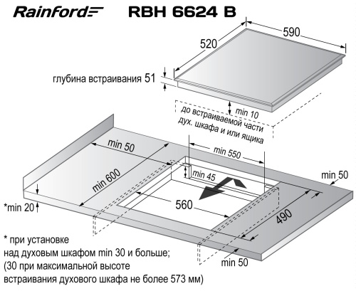 Встраиваемая электрическая варочная панель Rainford RBН 6624 B black фото 3