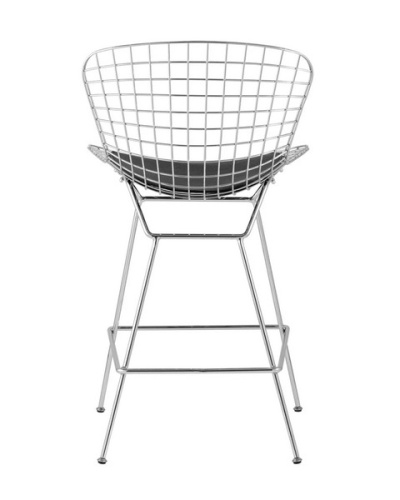 Стул полубарный Stool Group Bertoia BTY-24L-P6 CH/BL хромированный/черная подушка фото 3