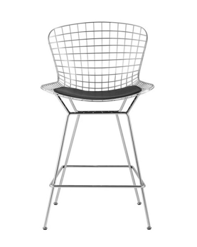 Стул полубарный Stool Group Bertoia BTY-24L-P6 CH/BL хромированный/черная подушка фото 4