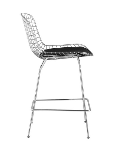 Стул полубарный Stool Group Bertoia BTY-24L-P6 CH/BL хромированный/черная подушка фото 6