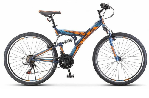 Велосипед Stels Focus V 26 18-SP V030(LU086305/LU083837) тёмно-синий/оранжевый