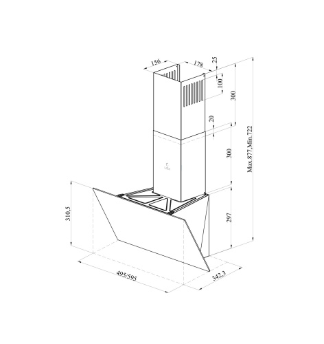 Каминная вытяжка Lex Meta 600 черный фото 7