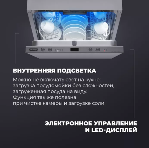 Встраиваемая посудомоечная машина Delonghi DDW06S Granate platinum фото 6