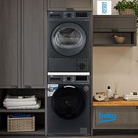 BEKO комплект для установки в колонну Стиральная машина WSPE7H616A + Сушильная машина Beko DF7412GB