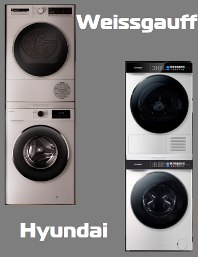 Сравнение стиральных и сушильных машин: Weissgauff WM 46149 Inverter Steam + WD 5297 DS Heat Pump и Hyundai WFE9229 + DFE9429