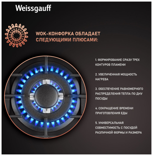 Газовая панель Weissgauff HGG 451 BFh Nano Matt Glass фото 11