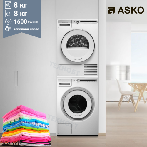 Комплект стиральной и сушильной машины Asko W4086C.W/3 + T408HD.W