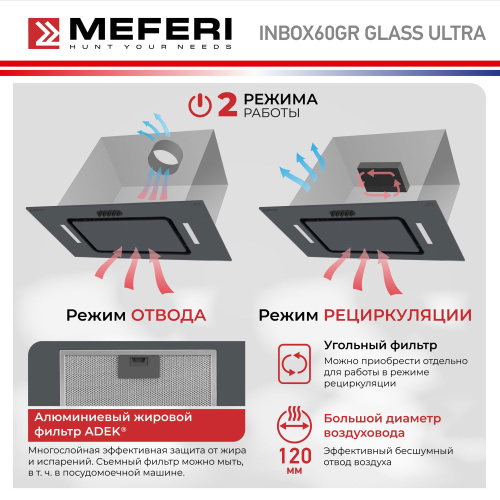 Встраиваемая вытяжка Meferi INBOX60GR GLASS ULTRA фото 15