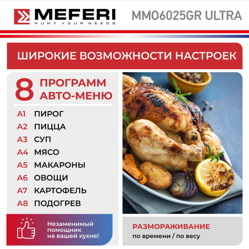 Встраиваемая микроволновая печь Meferi MMO6025GR ULTRA фото 13
