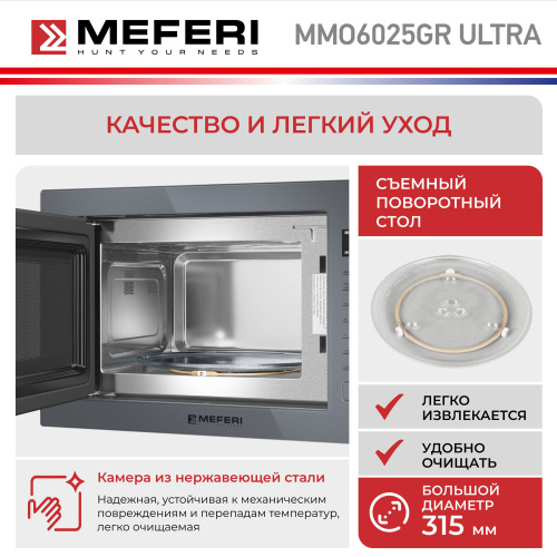 Встраиваемая микроволновая печь Meferi MMO6025GR ULTRA фото 14
