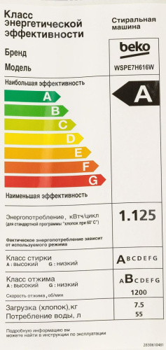 Стиральная машина Beko WSPE7H616W фото 18