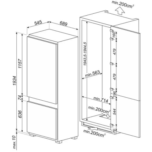 Встраиваемый холодильник Smeg C875TNE фото 5