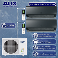 Мульти сплит-система на 2 комнаты AUX AM2-H18/4DR2 + AMWM-H09/4R2(CC)