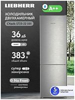Двухкамерный холодильник Liebherr CNsdb 5723-22 001 NoFrost, нержавеющая сталь